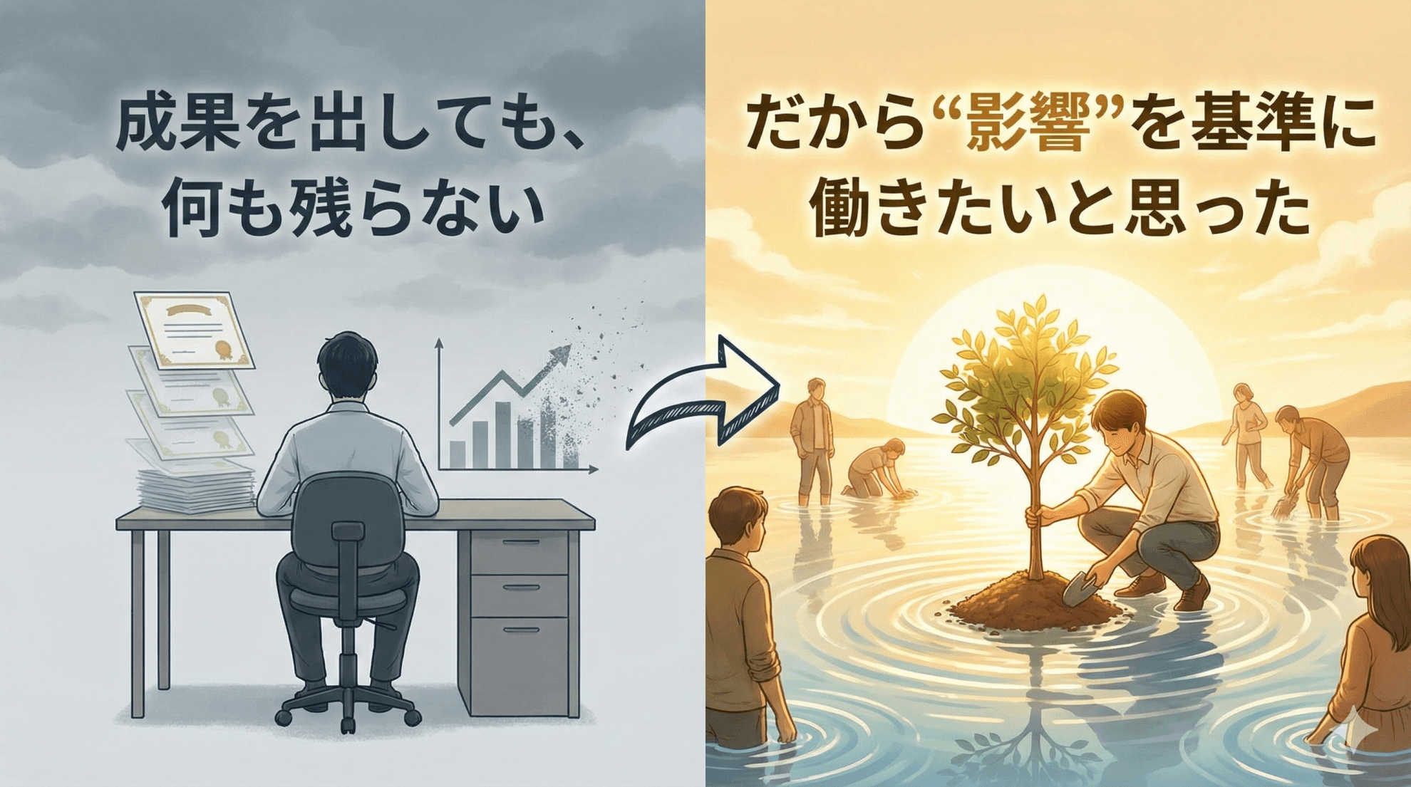 成果を出しても、何も残らない。だから“影響”を基準に働きたいと思った